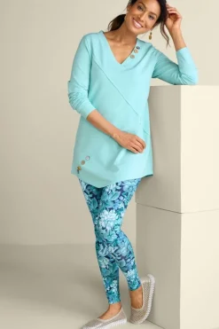 Outlet Soft Surroundings Dove French Terry Asymmetrical Tunic PastelTurquoise