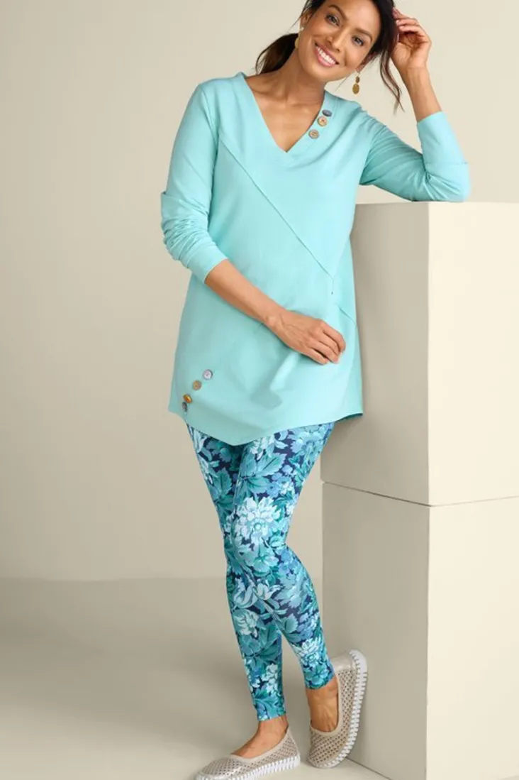 Outlet Soft Surroundings Dove French Terry Asymmetrical Tunic PastelTurquoise