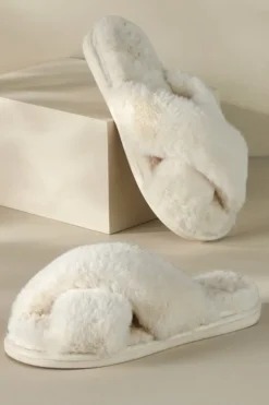 Online Soft Surroundings Dreama Faux Fur Cross Band Slippers