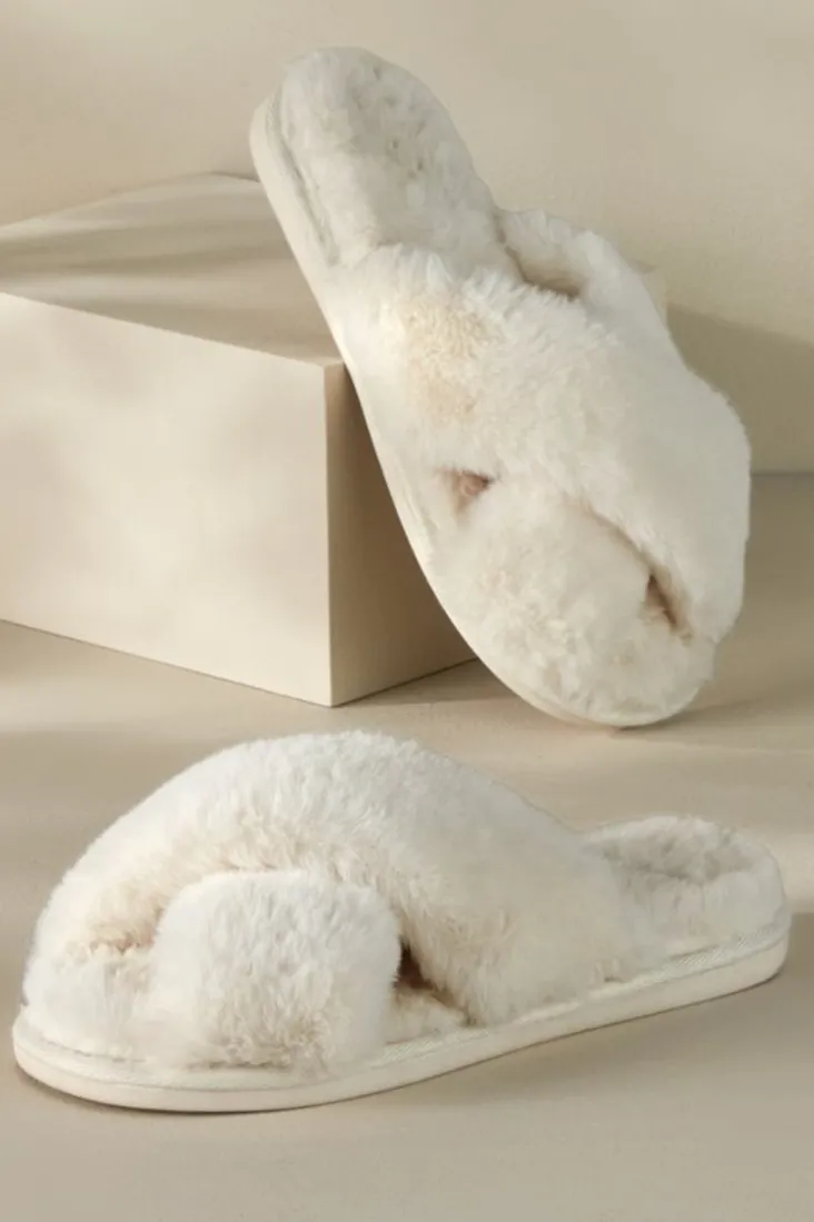 Online Soft Surroundings Dreama Faux Fur Cross Band Slippers