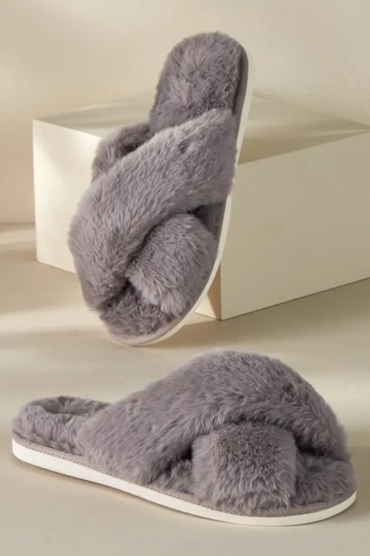 Online Soft Surroundings Dreama Faux Fur Cross Band Slippers