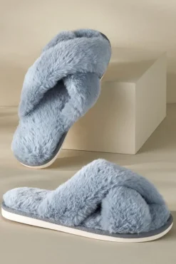 Online Soft Surroundings Dreama Faux Fur Cross Band Slippers