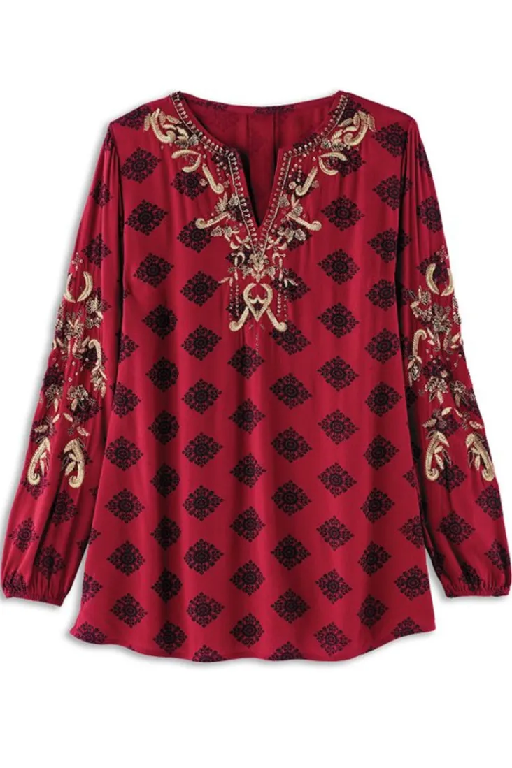 Sale Soft Surroundings Eboni Embellished Tunic DitsyFoulard