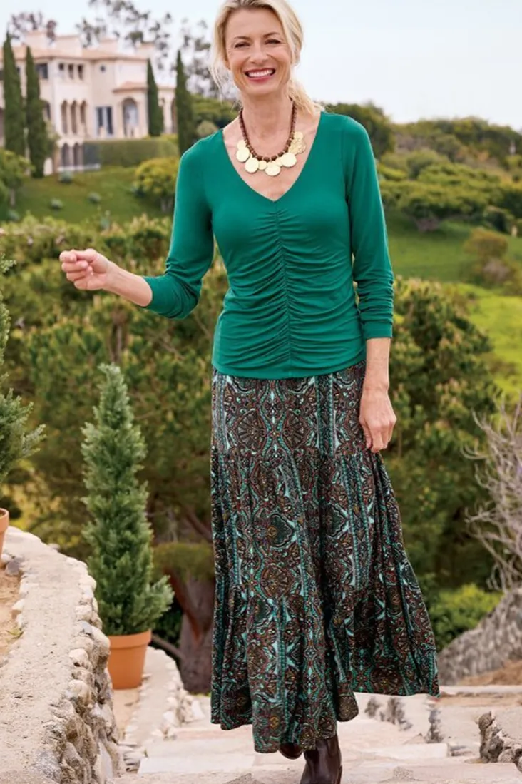 Online Soft Surroundings Edeliz Long Sleeve Tee Evergreen