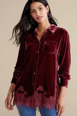 Soft Surroundings Eden Velvet and Lace Shirt