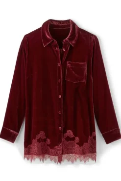 Soft Surroundings Eden Velvet and Lace Shirt
