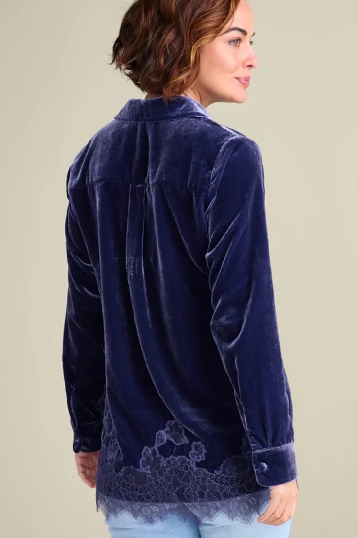 Soft Surroundings Eden Velvet and Lace Shirt