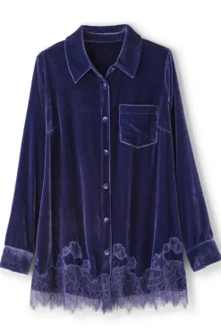 Soft Surroundings Eden Velvet and Lace Shirt