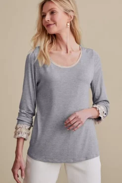 Best Soft Surroundings Ella Lace Top MediumGreyHeather