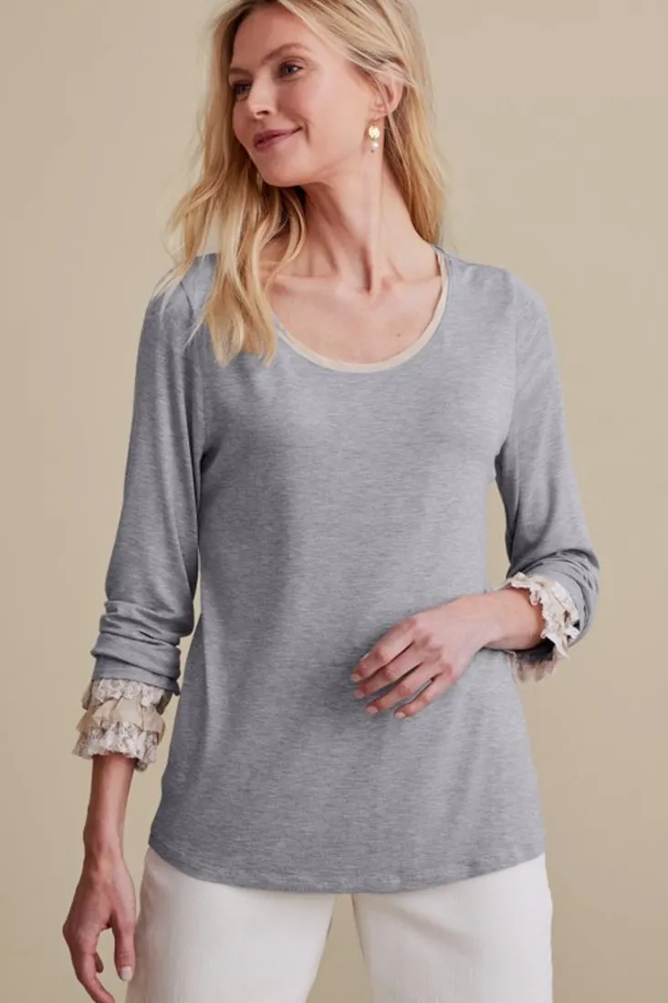 Best Soft Surroundings Ella Lace Top MediumGreyHeather