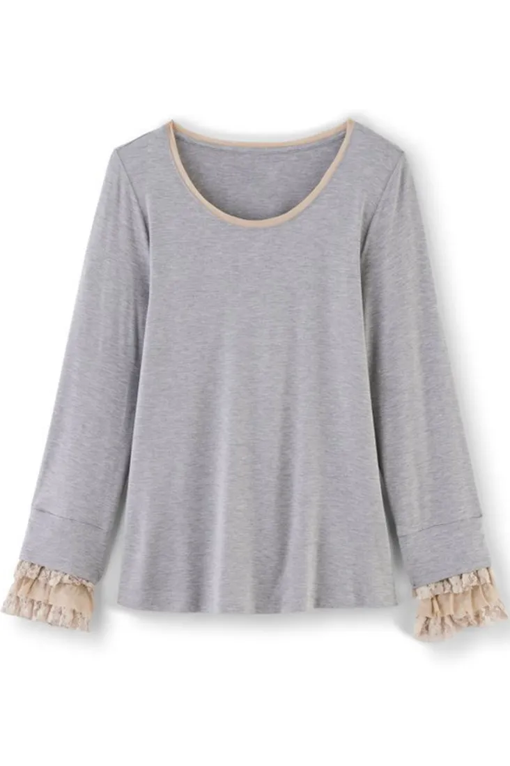 Best Soft Surroundings Ella Lace Top MediumGreyHeather