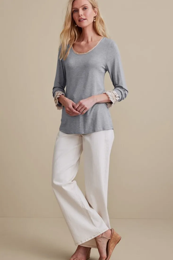 Best Soft Surroundings Ella Lace Top MediumGreyHeather
