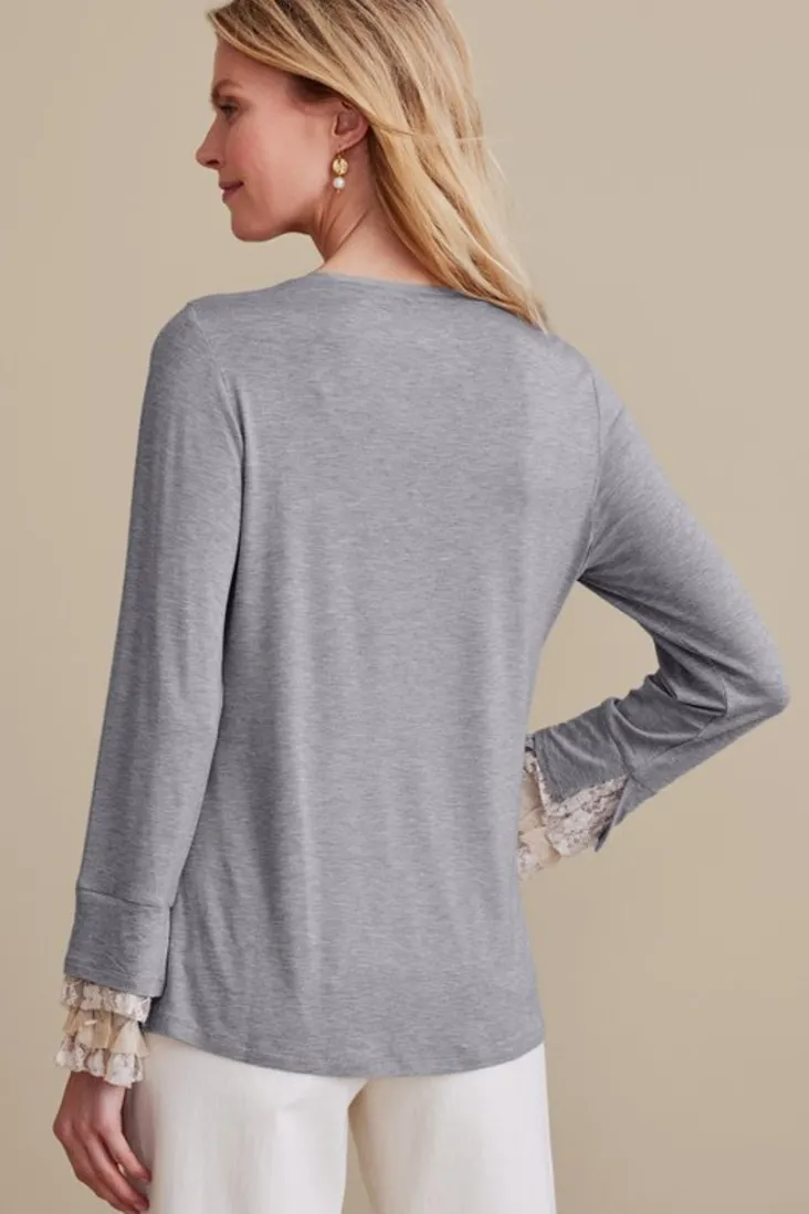 Best Soft Surroundings Ella Lace Top MediumGreyHeather