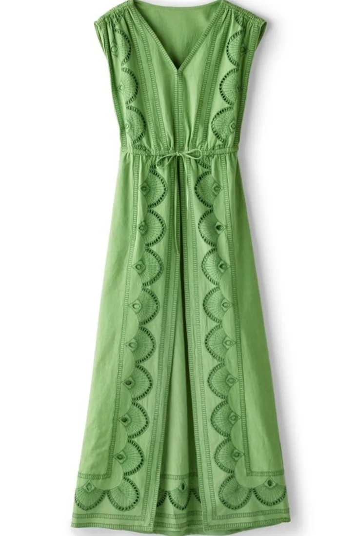 Sale Soft Surroundings Ellison Linen Blend Maxi Dress PiquantGreen