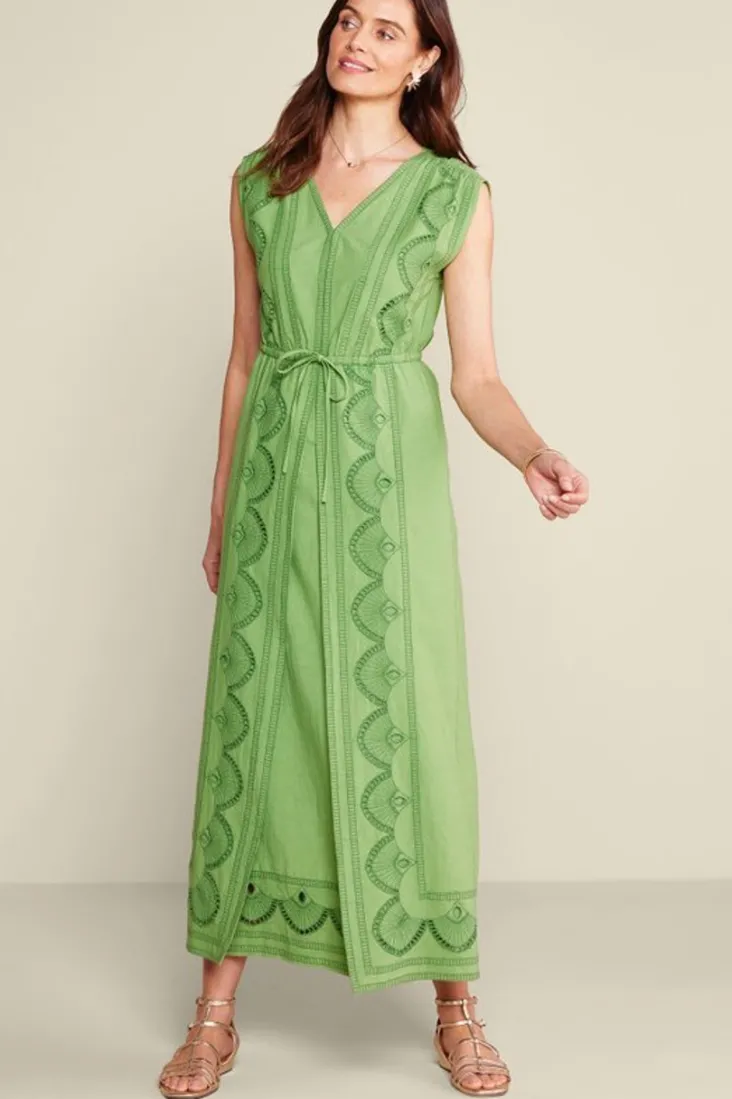 Sale Soft Surroundings Ellison Linen Blend Maxi Dress PiquantGreen