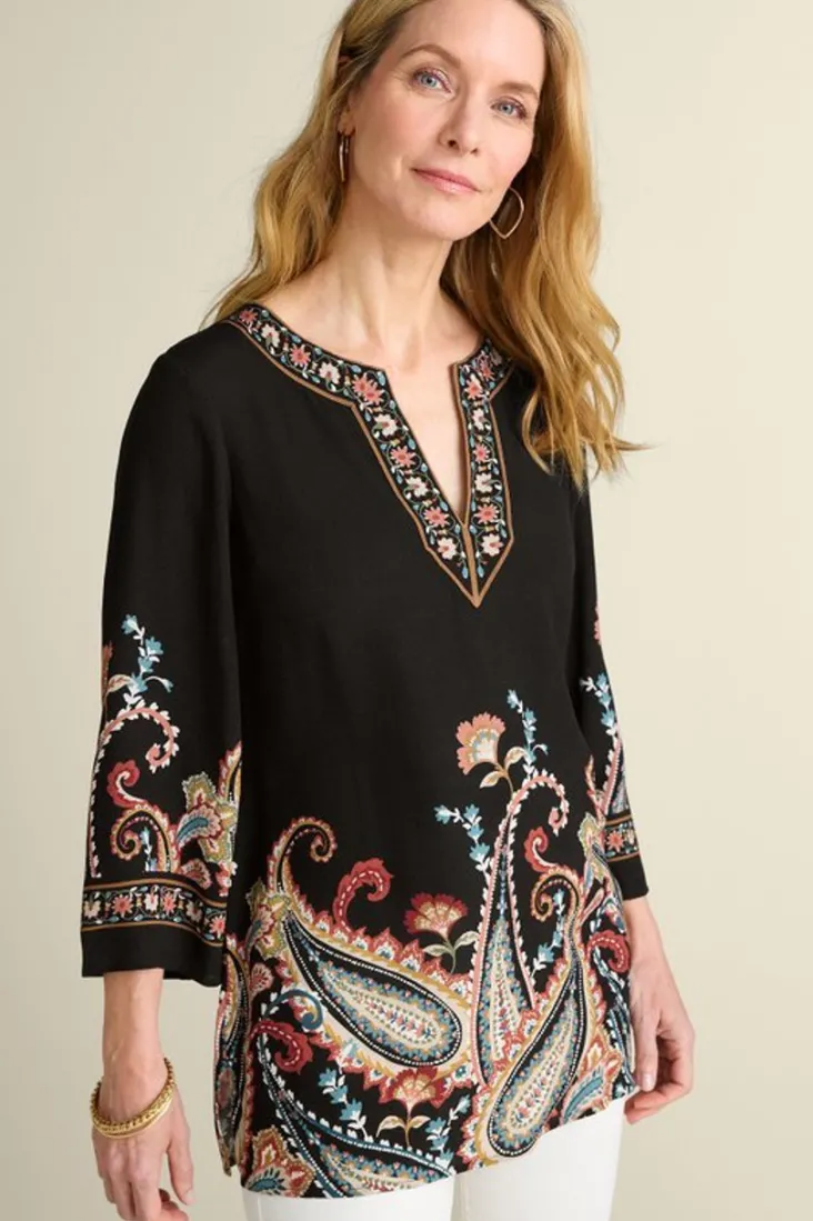Soft Surroundings Elma 3/4 Sleeve Tunic CascadingBrder