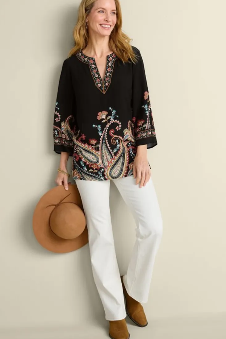Soft Surroundings Elma 3/4 Sleeve Tunic CascadingBrder