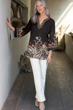 Soft Surroundings Elma 3/4 Sleeve Tunic CascadingBrder