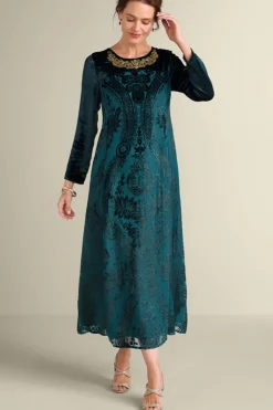 Outlet Soft Surroundings Emaline Velvet Burnout Maxi Dress JuneBug