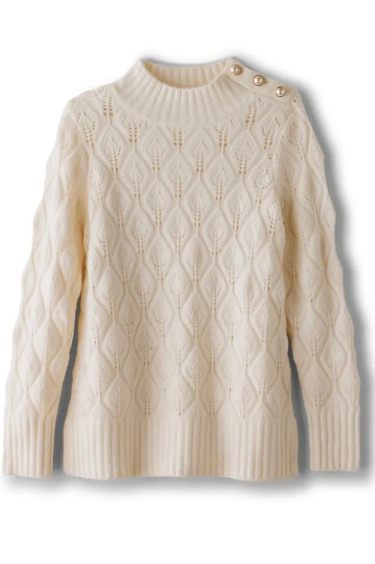 Sale Soft Surroundings Ensley Button Sweater Tunic IvoryPearl