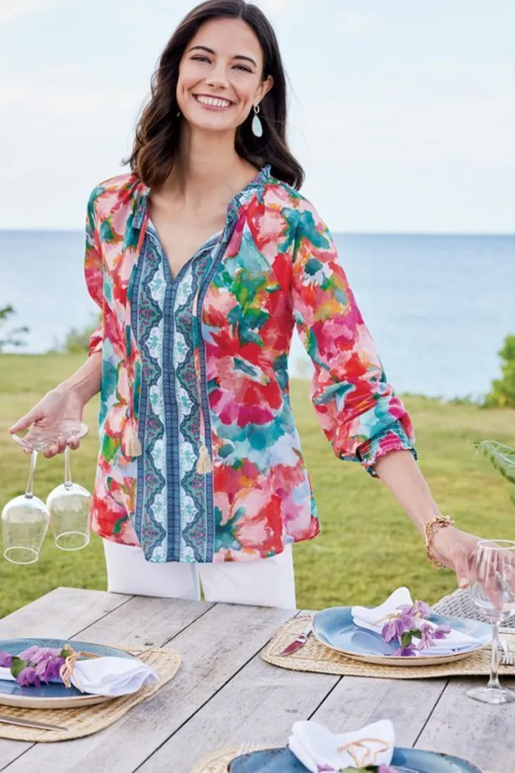 Soft Surroundings Evalina Top PinkRanunculus