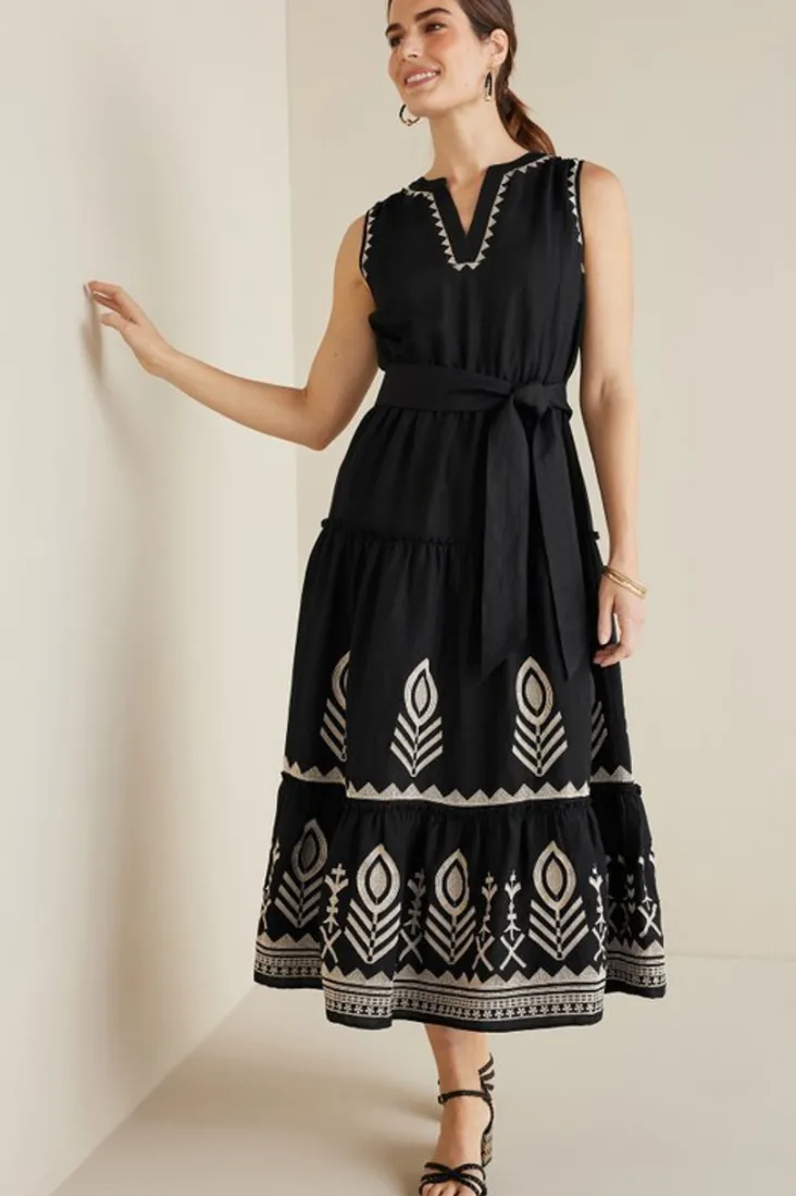 Clearance Soft Surroundings Fernanda Midi Dress Black