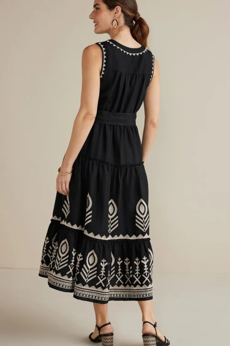 Clearance Soft Surroundings Fernanda Midi Dress Black