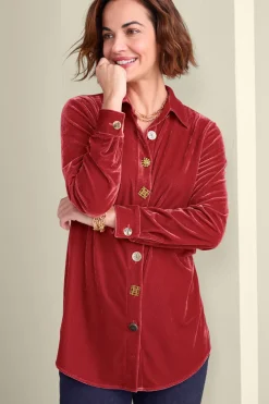 Discount Soft Surroundings Filigree Velvet Boyfriend Shirt