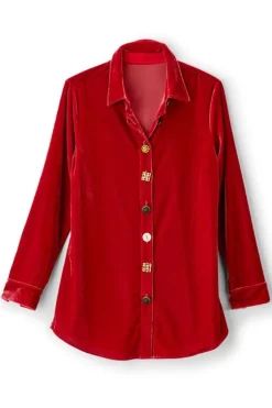 Discount Soft Surroundings Filigree Velvet Boyfriend Shirt
