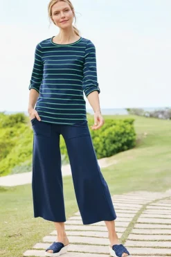 New Soft Surroundings Fina French Terry Crop Pants Navy