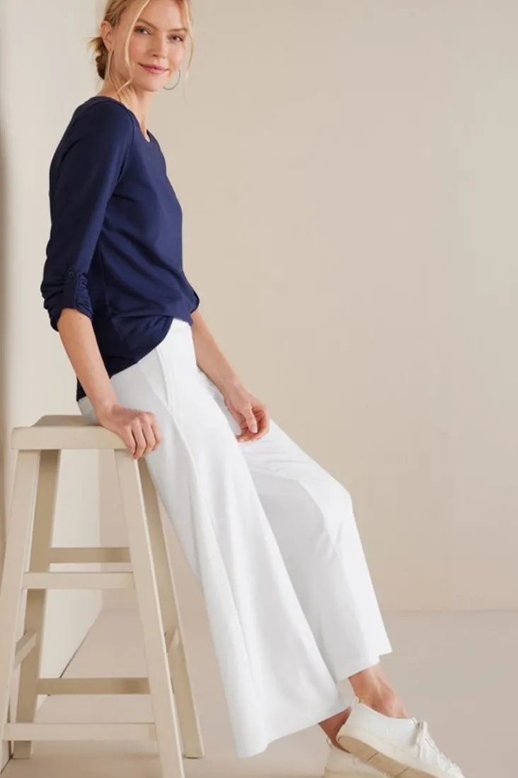 New Soft Surroundings Fina French Terry Crop Pants Navy