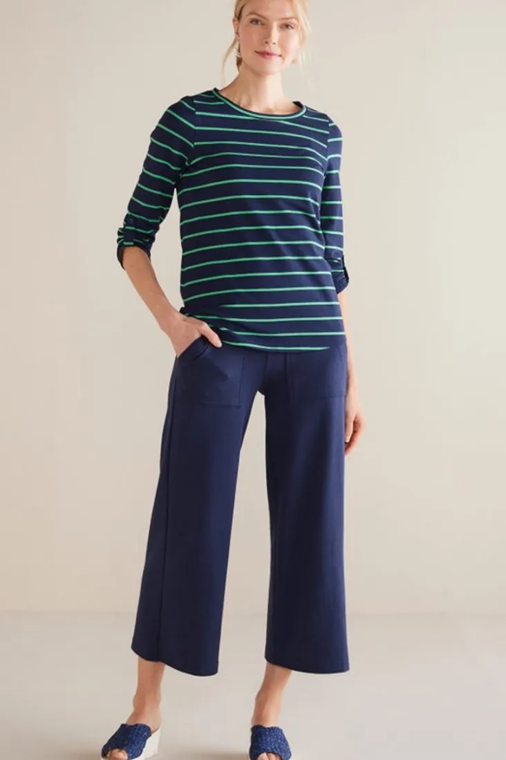 New Soft Surroundings Fina French Terry Crop Pants Navy