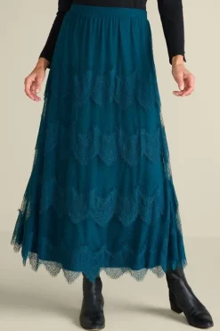 Best Soft Surroundings Frederica Lace Maxi Skirt SailorBlue
