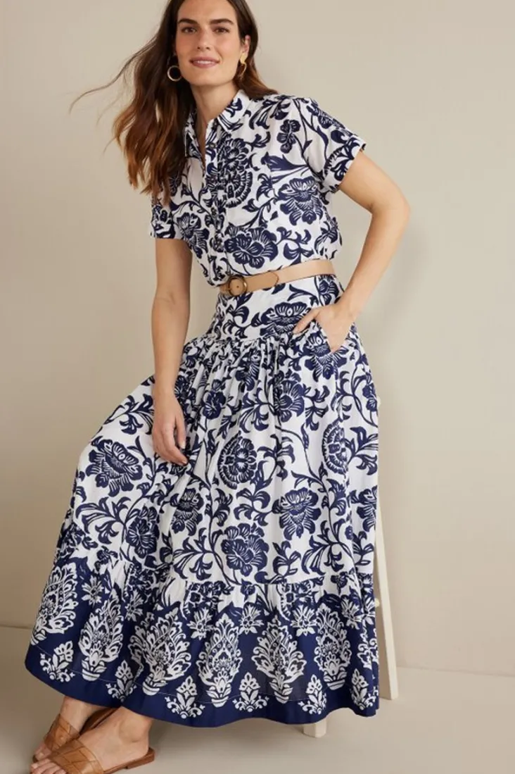 New Soft Surroundings Gia Maxi Skirt FijiFloral