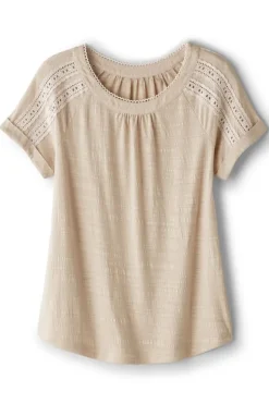 New Soft Surroundings Halle Short Sleeve Top LightTaupe