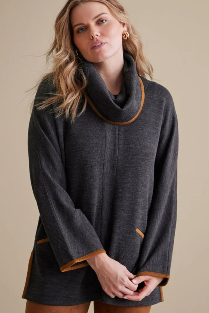 Hot Soft Surroundings Hanna Convertible Tunic CharcoalHeather