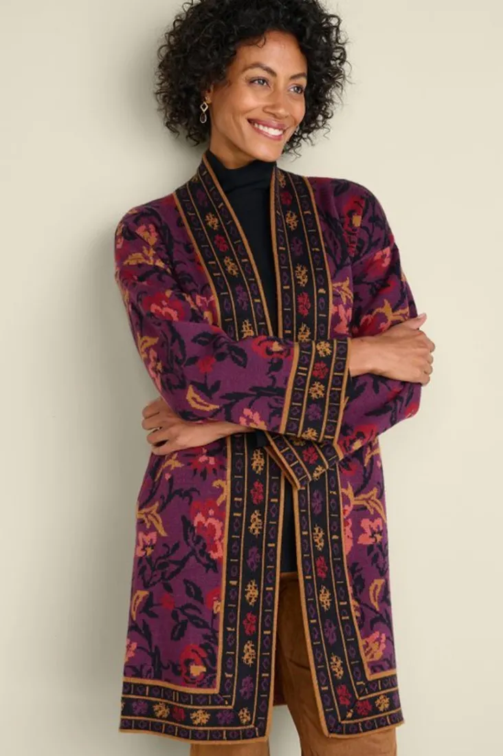Online Soft Surroundings Haven Jacquard Cardigan WinterGardenJacquard