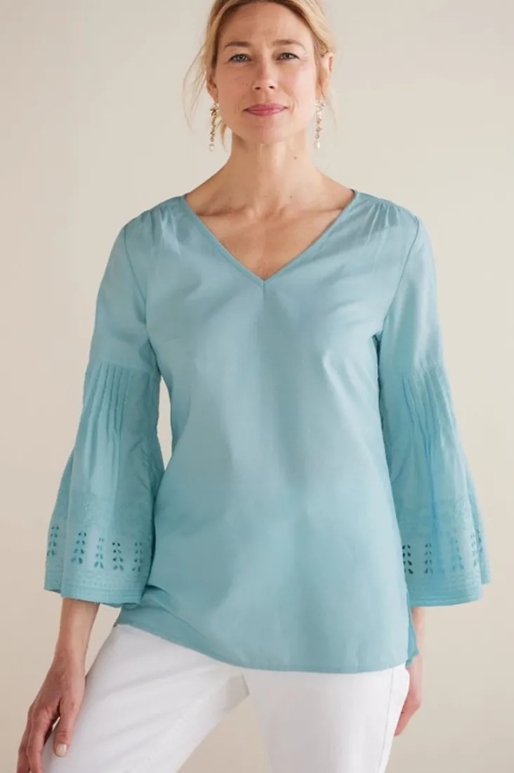 New Soft Surroundings Heloise Eyelet Sleeve Tunic