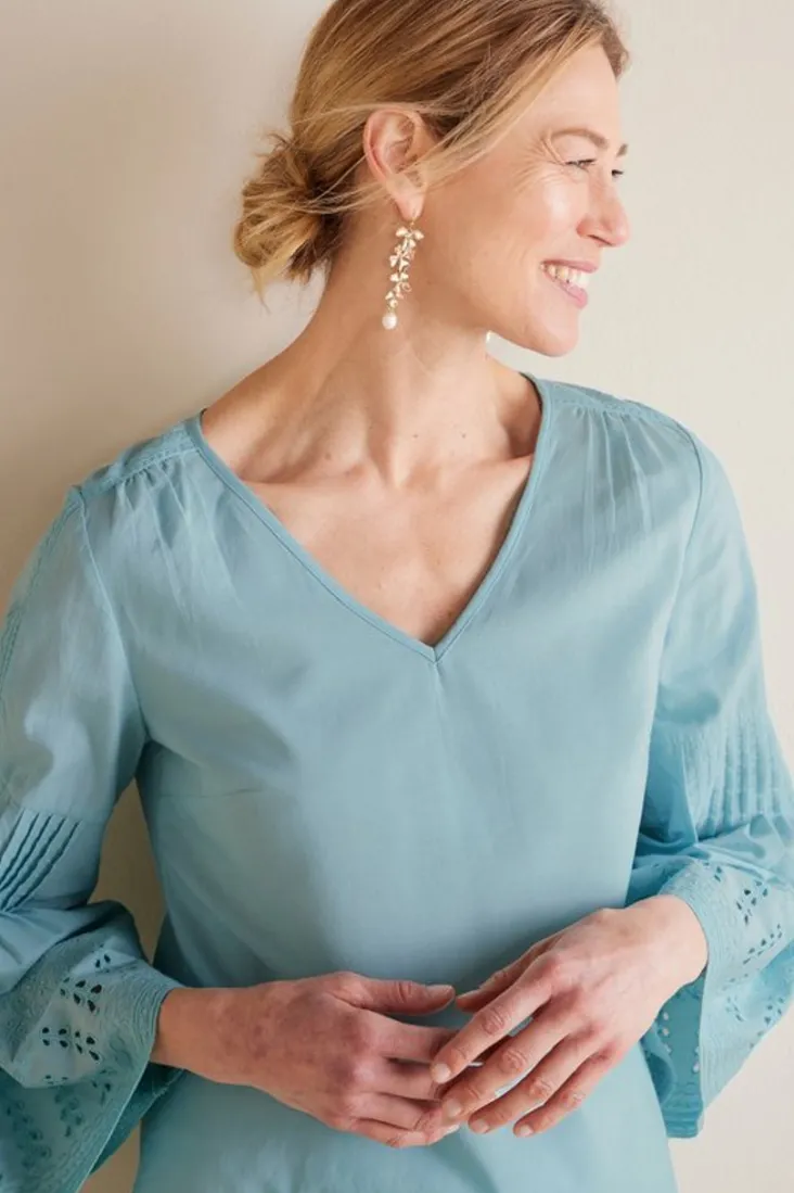 New Soft Surroundings Heloise Eyelet Sleeve Tunic