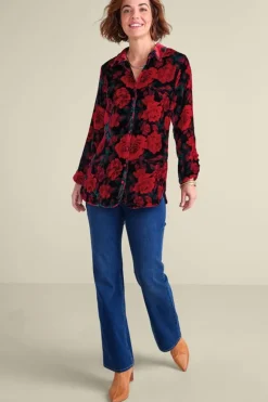 Outlet Soft Surroundings Icon Silk Velvet Poets Tunic Shirt