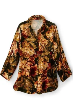 Outlet Soft Surroundings Icon Silk Velvet Poets Tunic Shirt
