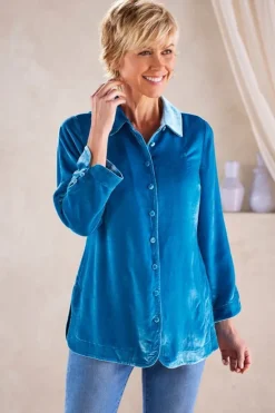 Outlet Soft Surroundings Icon Silk Velvet Poets Tunic Shirt
