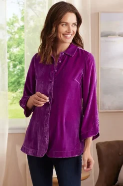 Outlet Soft Surroundings Icon Silk Velvet Poets Tunic Shirt