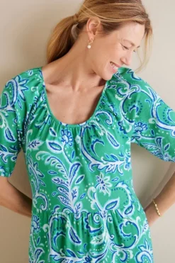 Soft Surroundings Ilana Midi Dress GreenLeafIkat