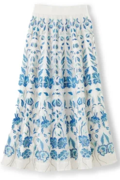 Best Soft Surroundings Imani Maxi Skirt BlueDreamEmbroidery