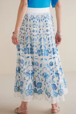 Best Soft Surroundings Imani Maxi Skirt BlueDreamEmbroidery