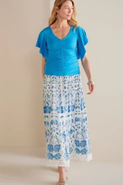 Best Soft Surroundings Imani Maxi Skirt BlueDreamEmbroidery