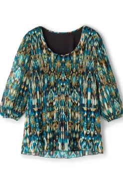 Best Soft Surroundings Imrie 3/4 Sleeve Tunic MenaraIkatBlue