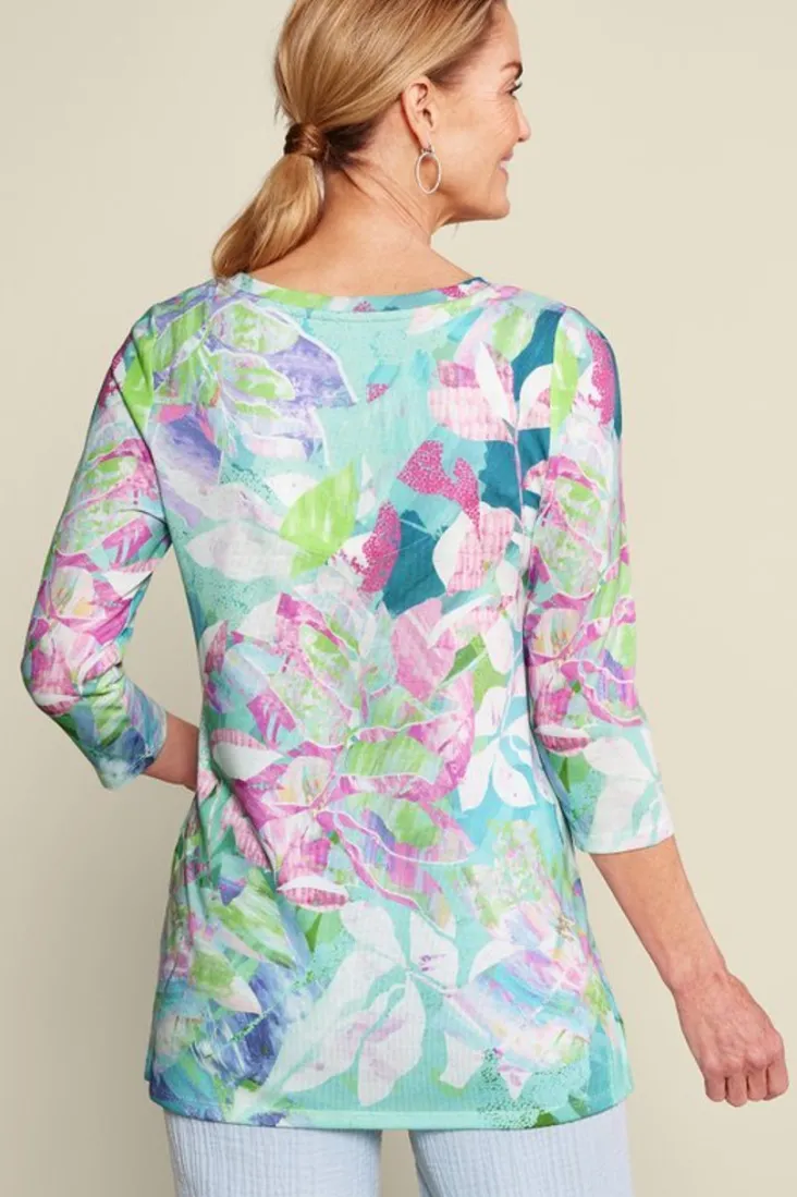 Soft Surroundings Iris 3/4 Sleeve Tunic TropicalMulti