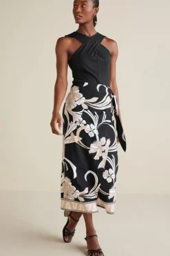 Online Soft Surroundings Isla Stretch Linen Midi Skirt GoldenBotanicals